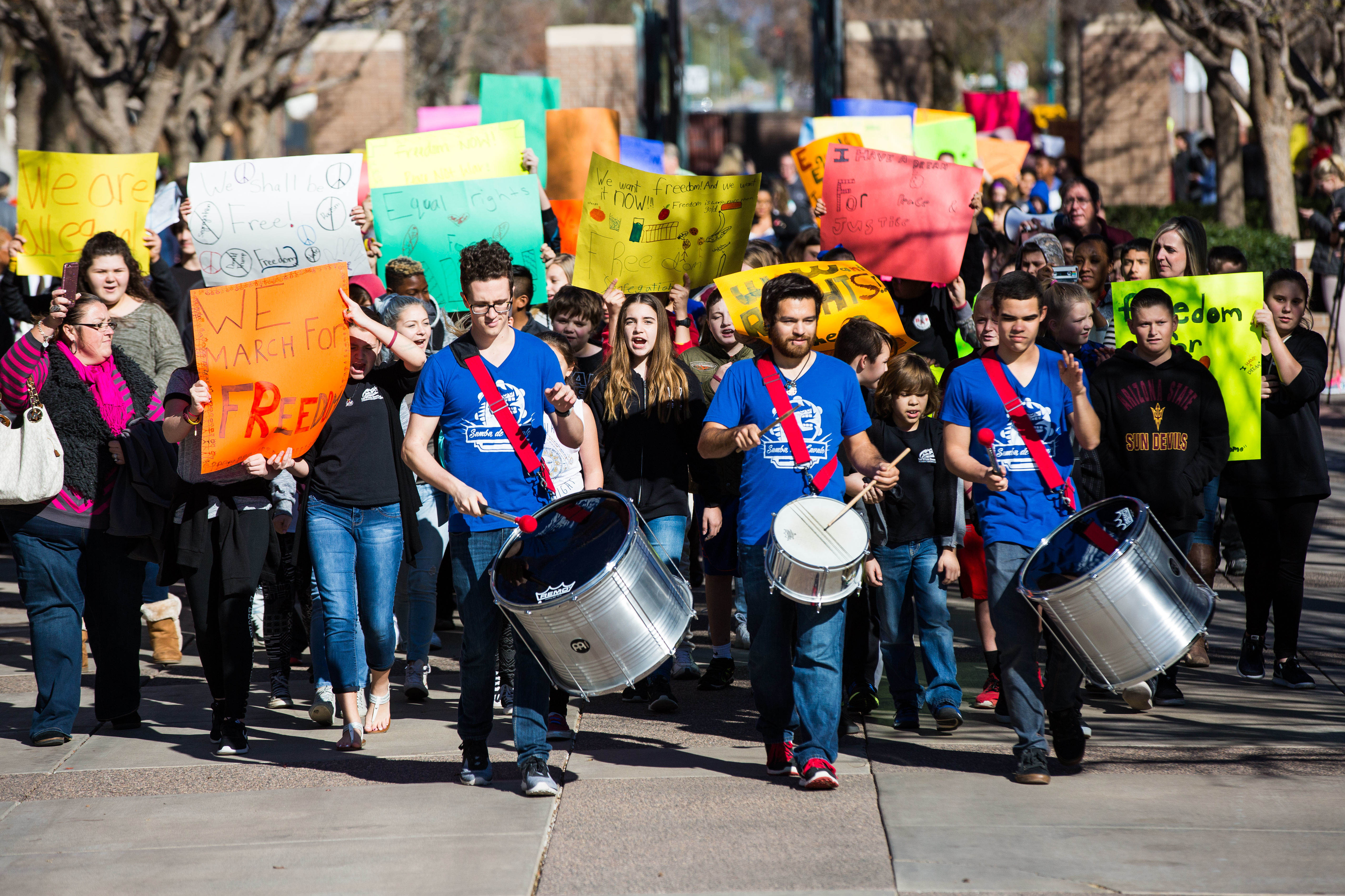 Students participating in the MLK March on West