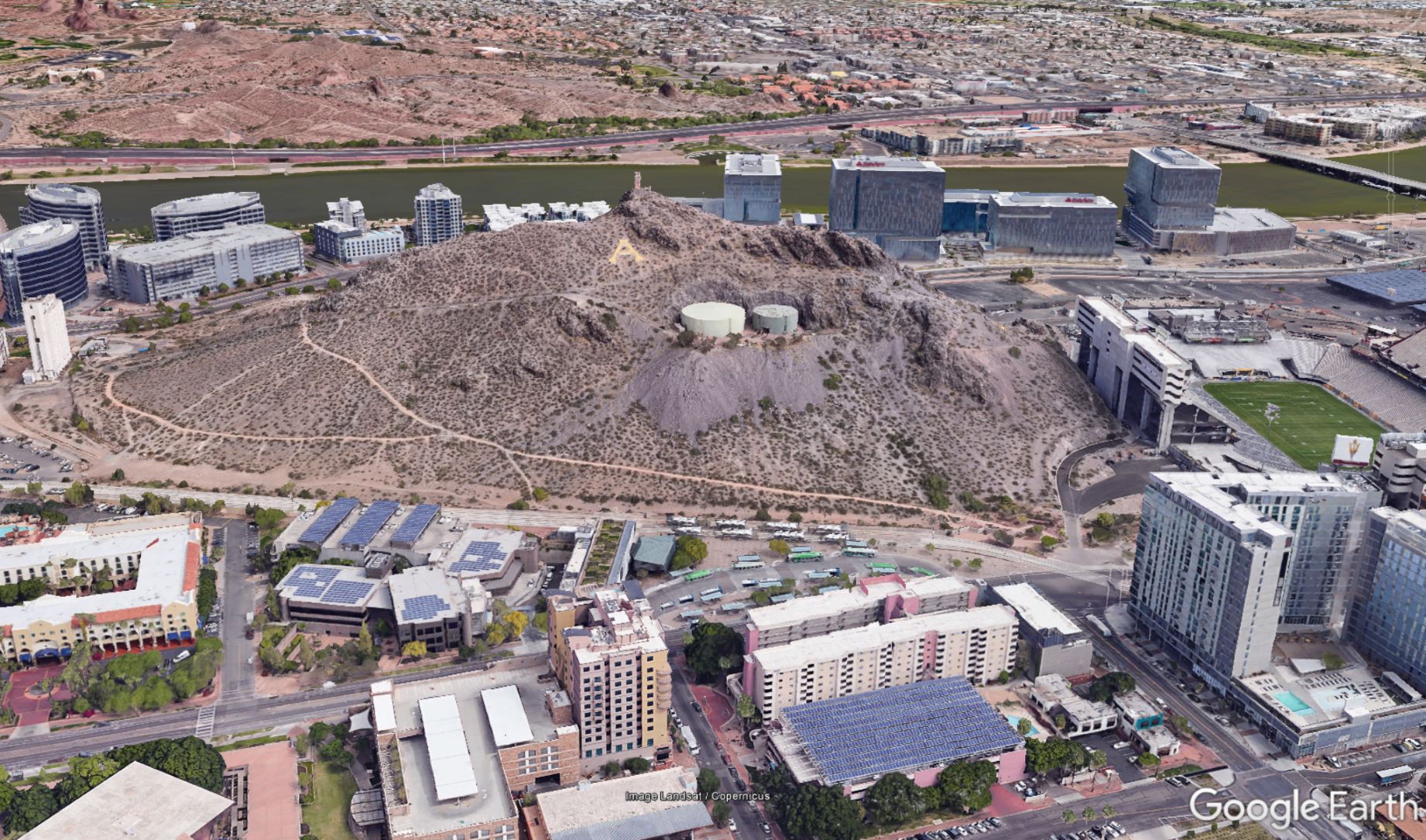 Image of A Mountain and ASU in Google Earth