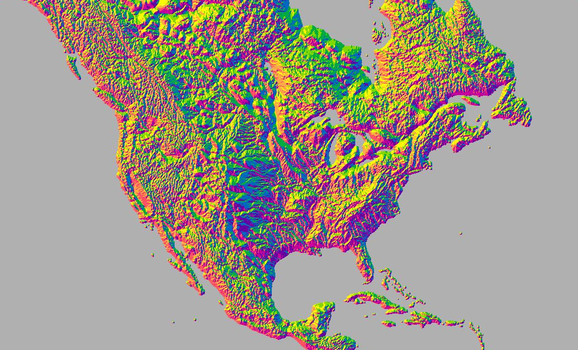 Image of Aspect features of North America in ArcGIS Online