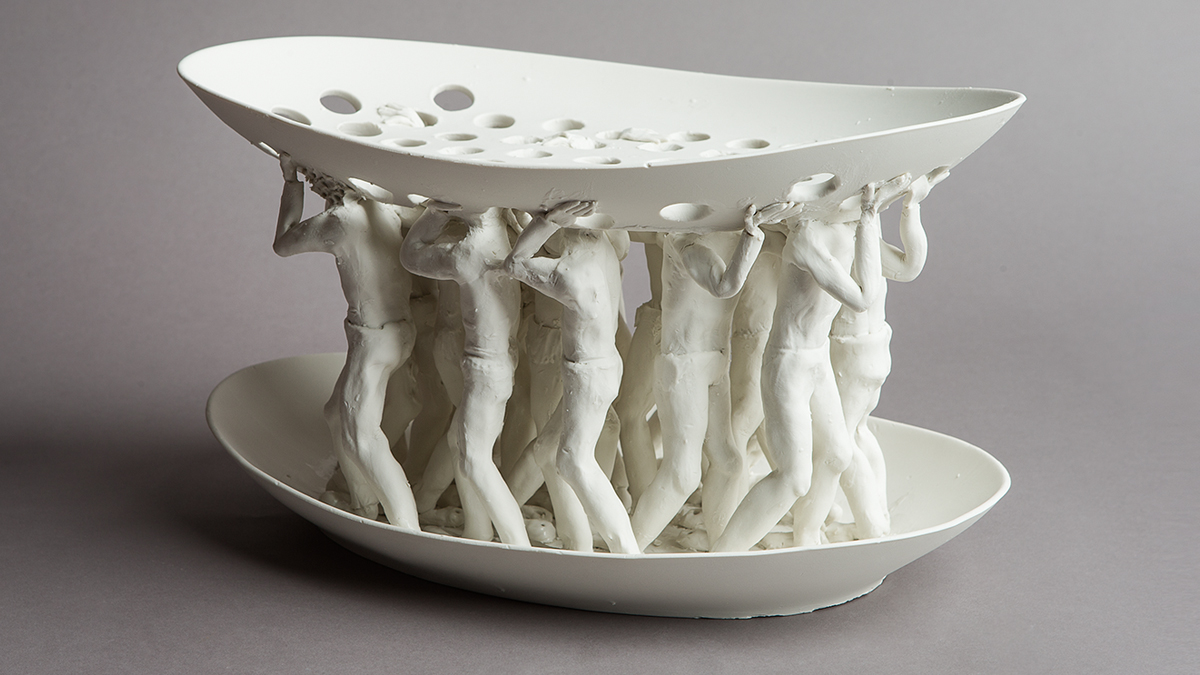 Arnie Zimmerman, "The Arbeiter Monument," 2014. Porcelain.