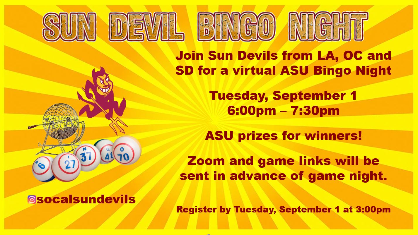 Southern California Sun Devil Virtual ASU Bingo Night