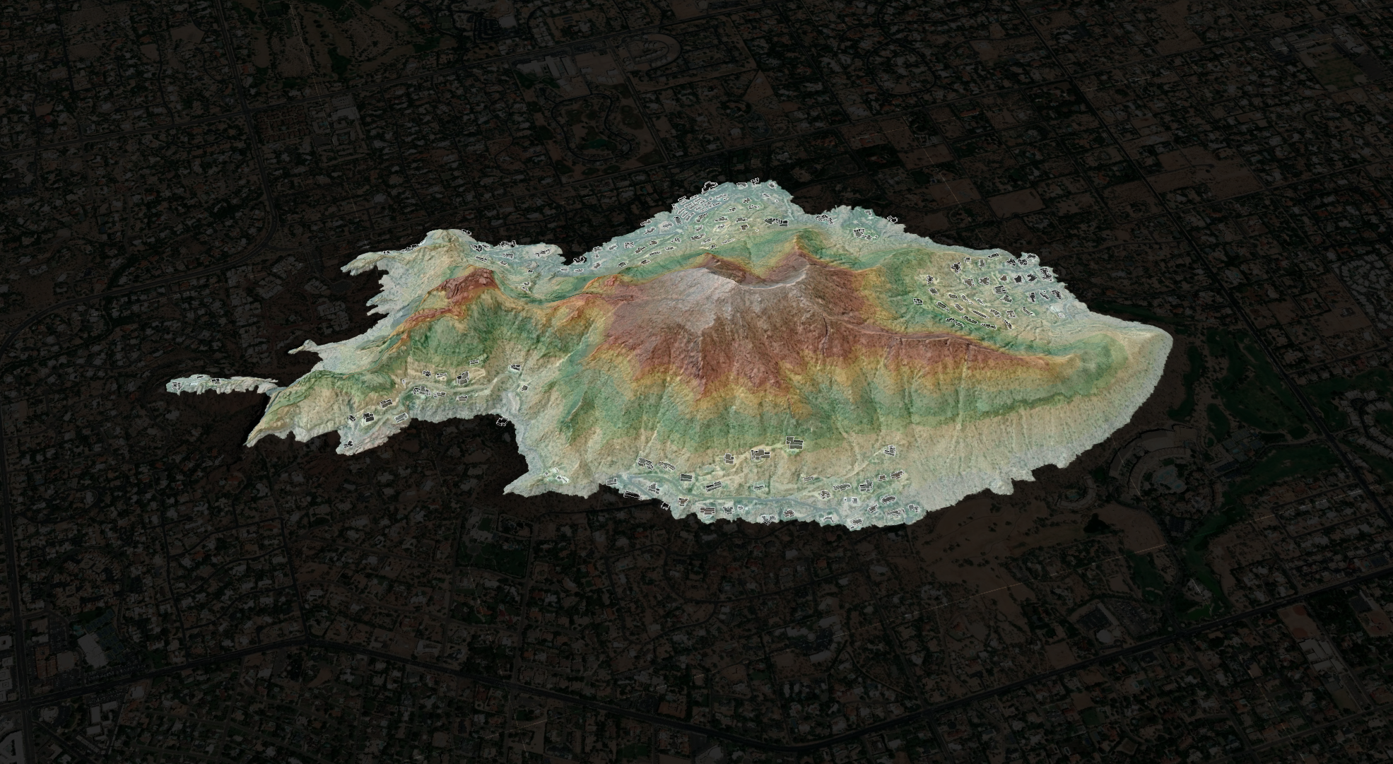 Image of Camelback mountain in Geographic Information Systems software.