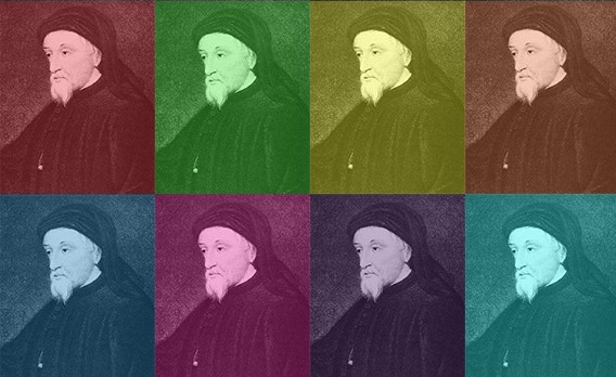 Illustration of Chaucer in the style of Andy Warhol