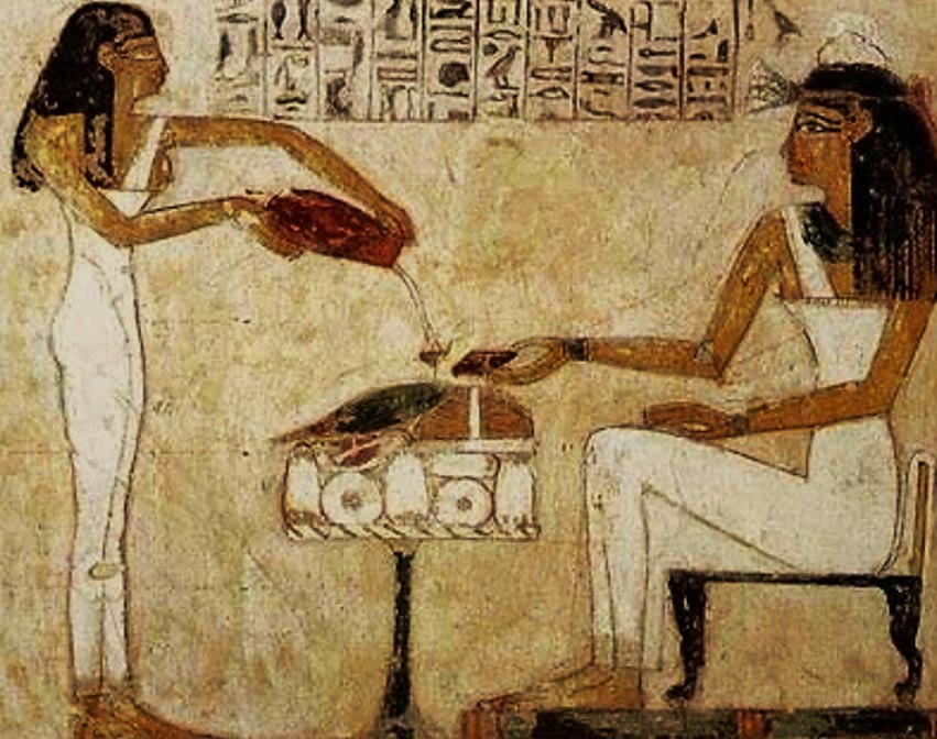 Egyptian art depicts women pouring beer