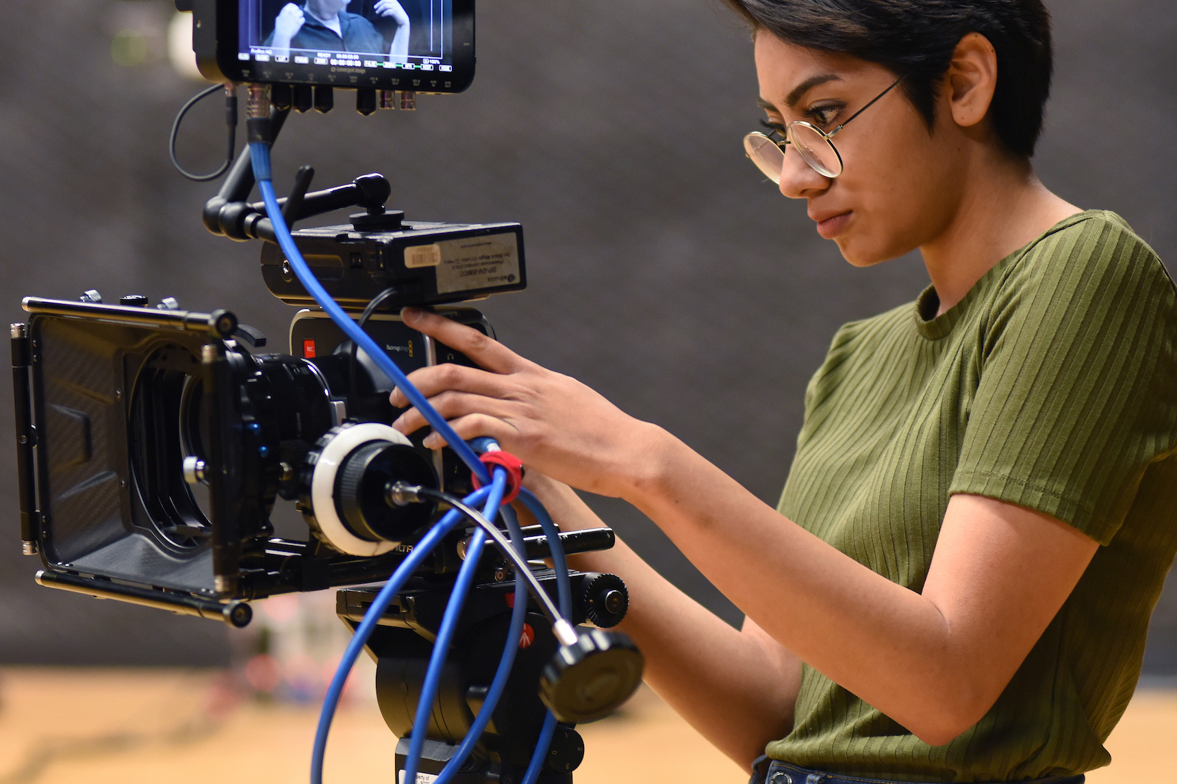 A student shoots footage