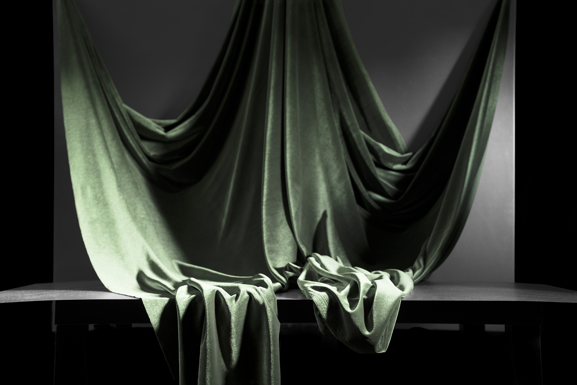 green cloth draped