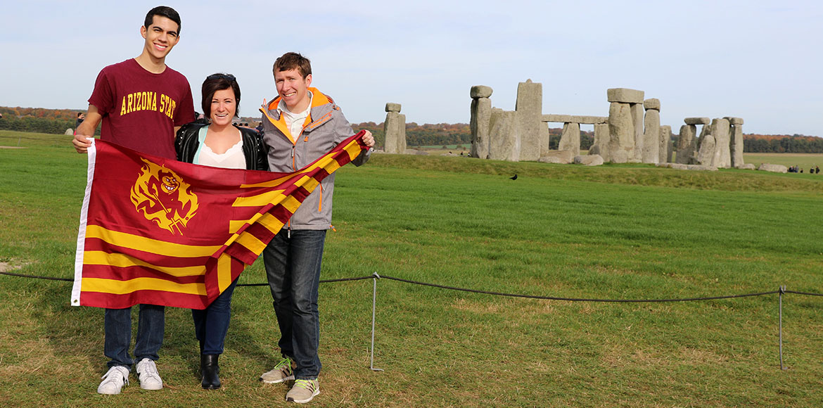 ASU study abroad students in front of Stonehenge
