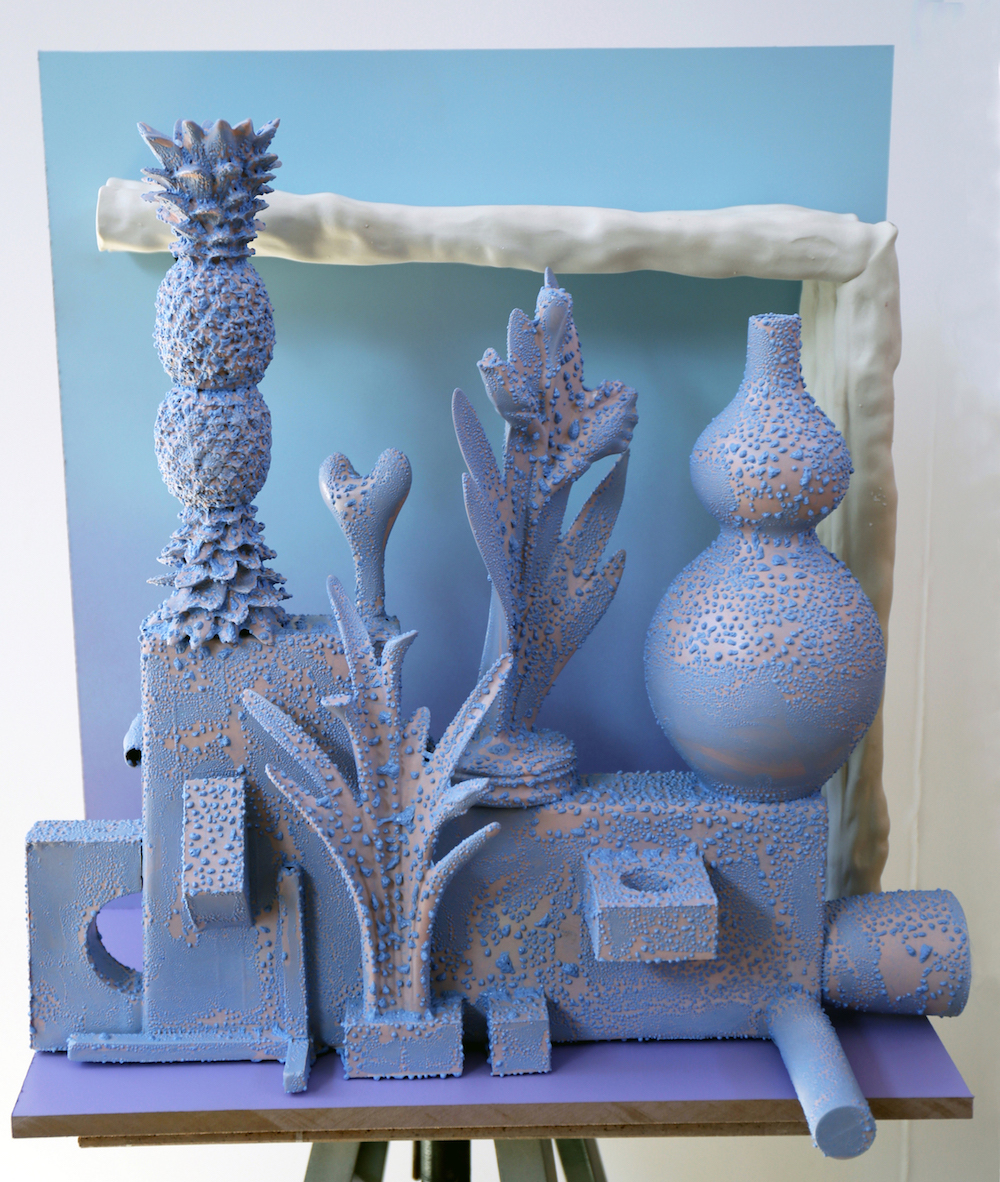 Joshua Clark's ceramic work is blue and textured