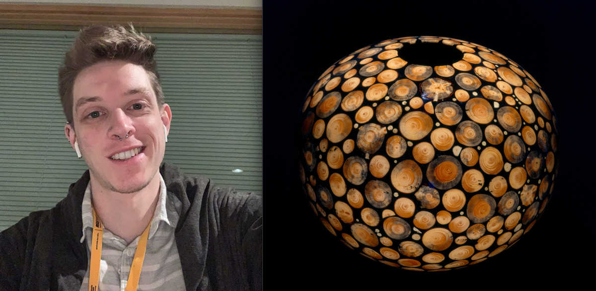 Image credit: Windgate Curatorial Intern Kevin Cline (left). Philip C. Moulthrop, “White Pine Mosaic Bowl,” 1992, White pines with epoxy. Purchased with funds provided by the American Art Heritage Fund (right).