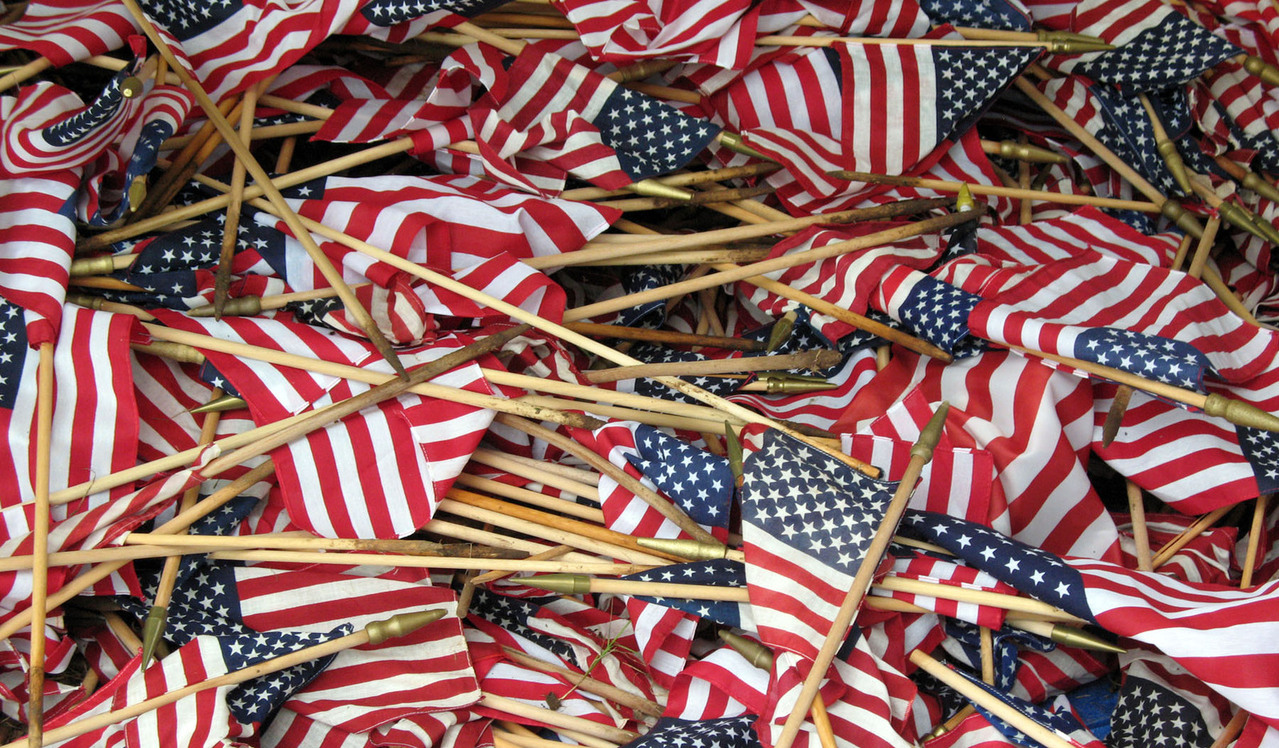 pile of small American flags
