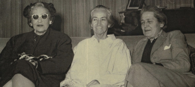 Left to right: Argentine writer and intellectual Victoria Ocampo, Chilean poet-diplomat Gabriela Mistral and Spanish lawyer and politician Victoria Kent.