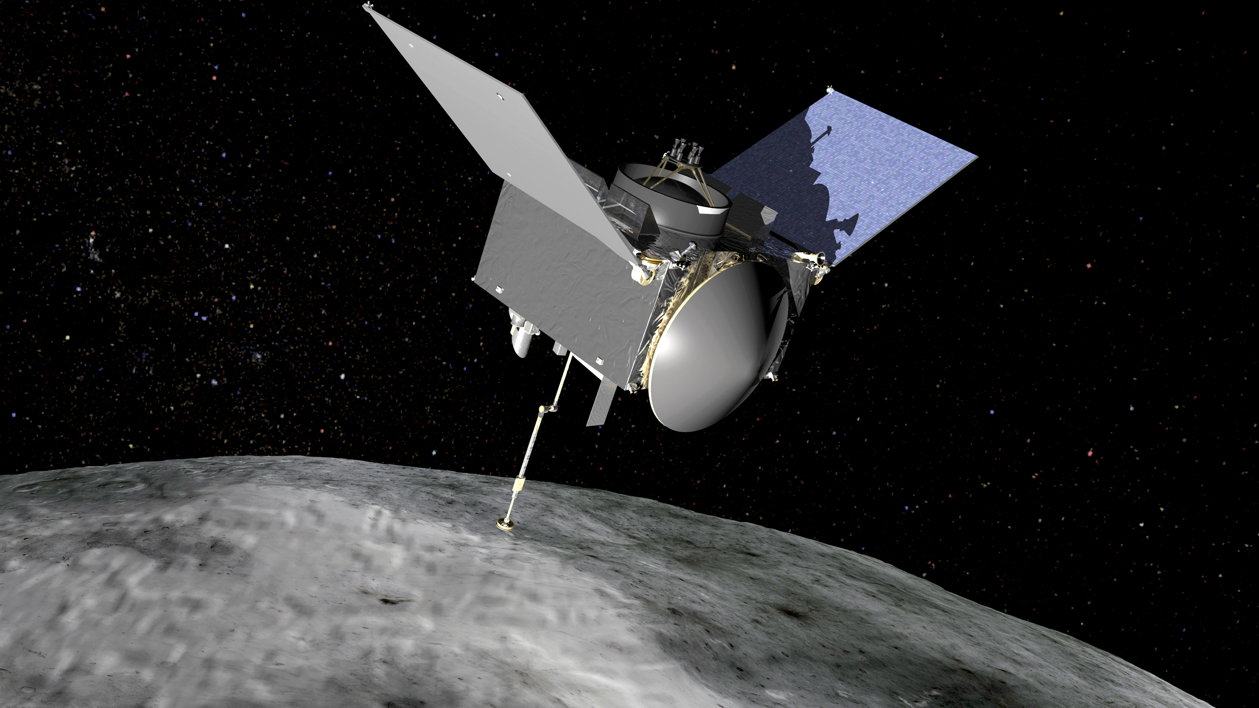 OSIRIS-REx spacecraft at asteroid Bennu. Image Credit: NASA/GSFC