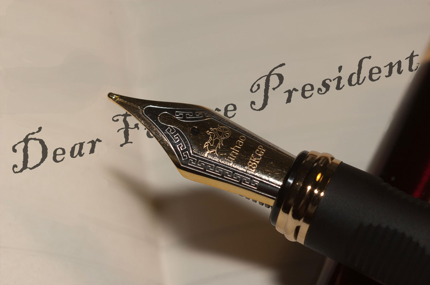 pen writing letter to the president
