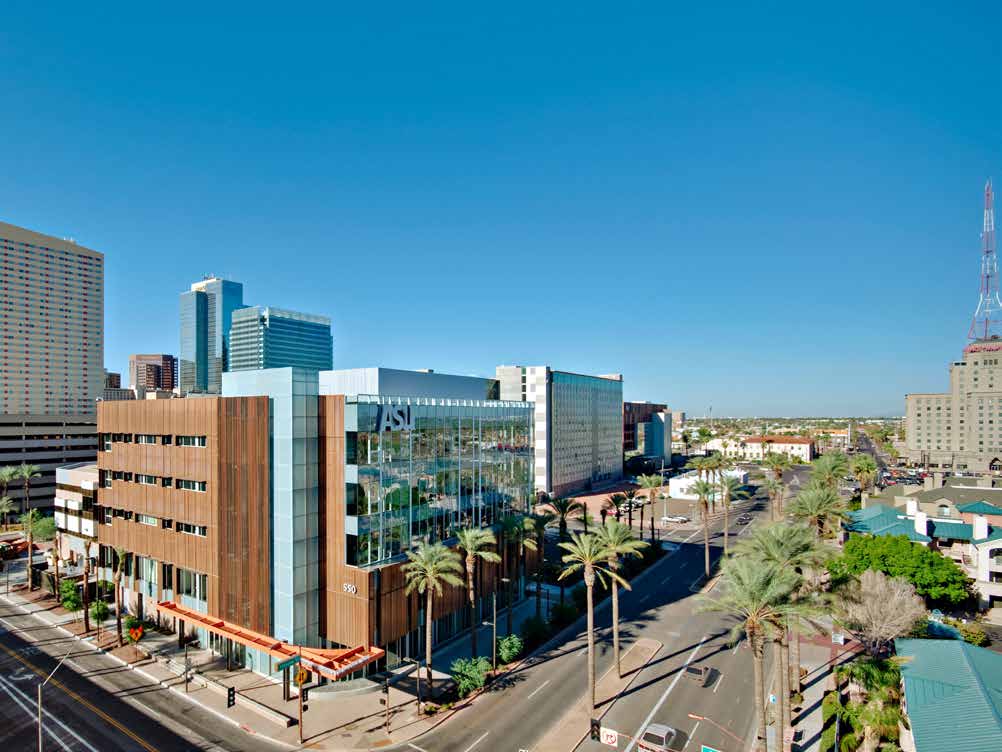 Photo of ASU Downtown Phoenix campus area looking north along Central Avenue