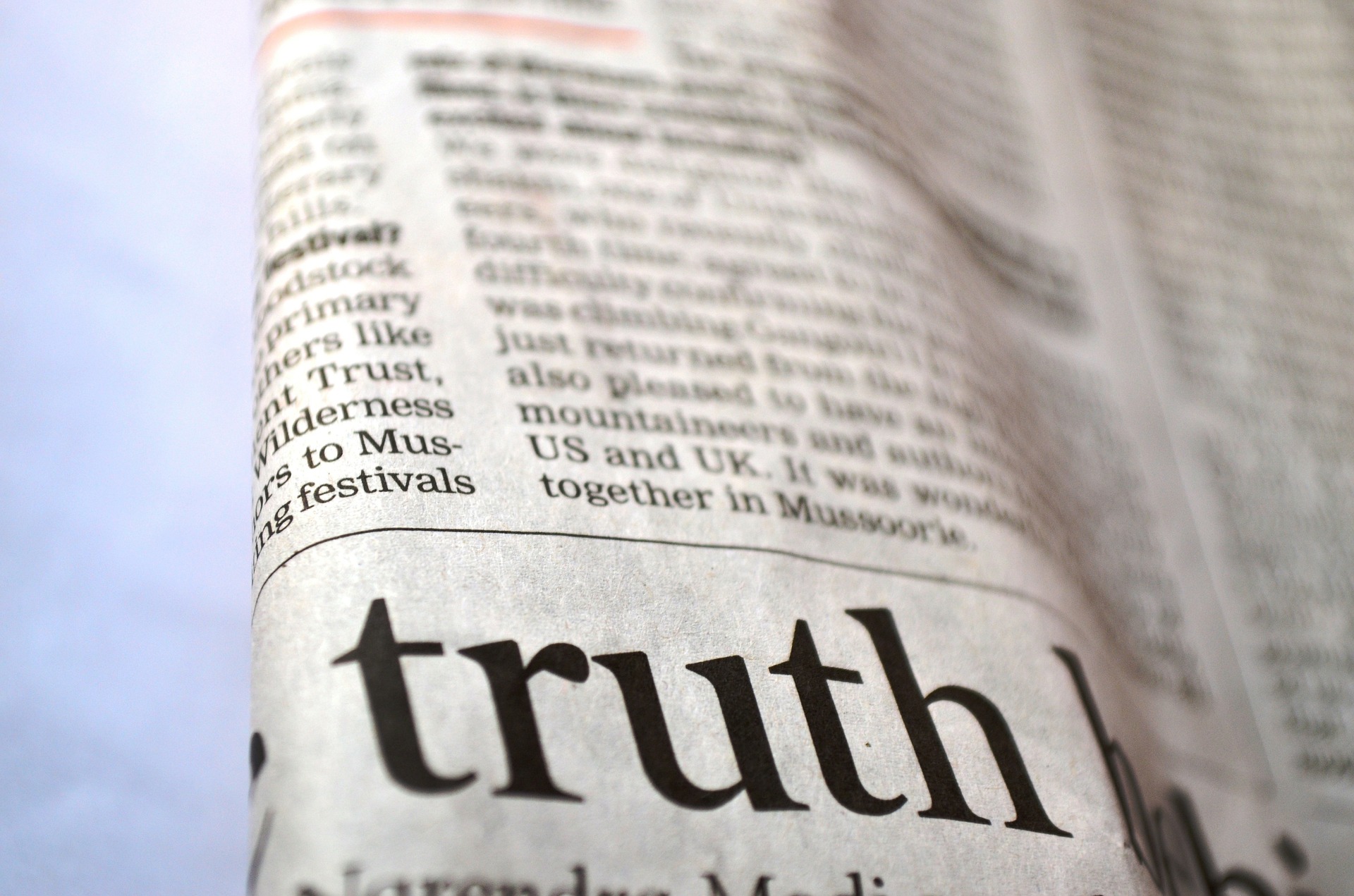 newspaper with the word truth on it