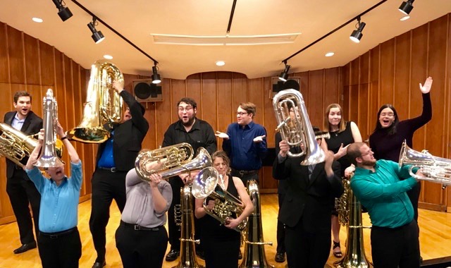 Photo of the students in the tuba and euphonium studio