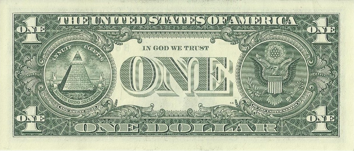 back of US dollar bill