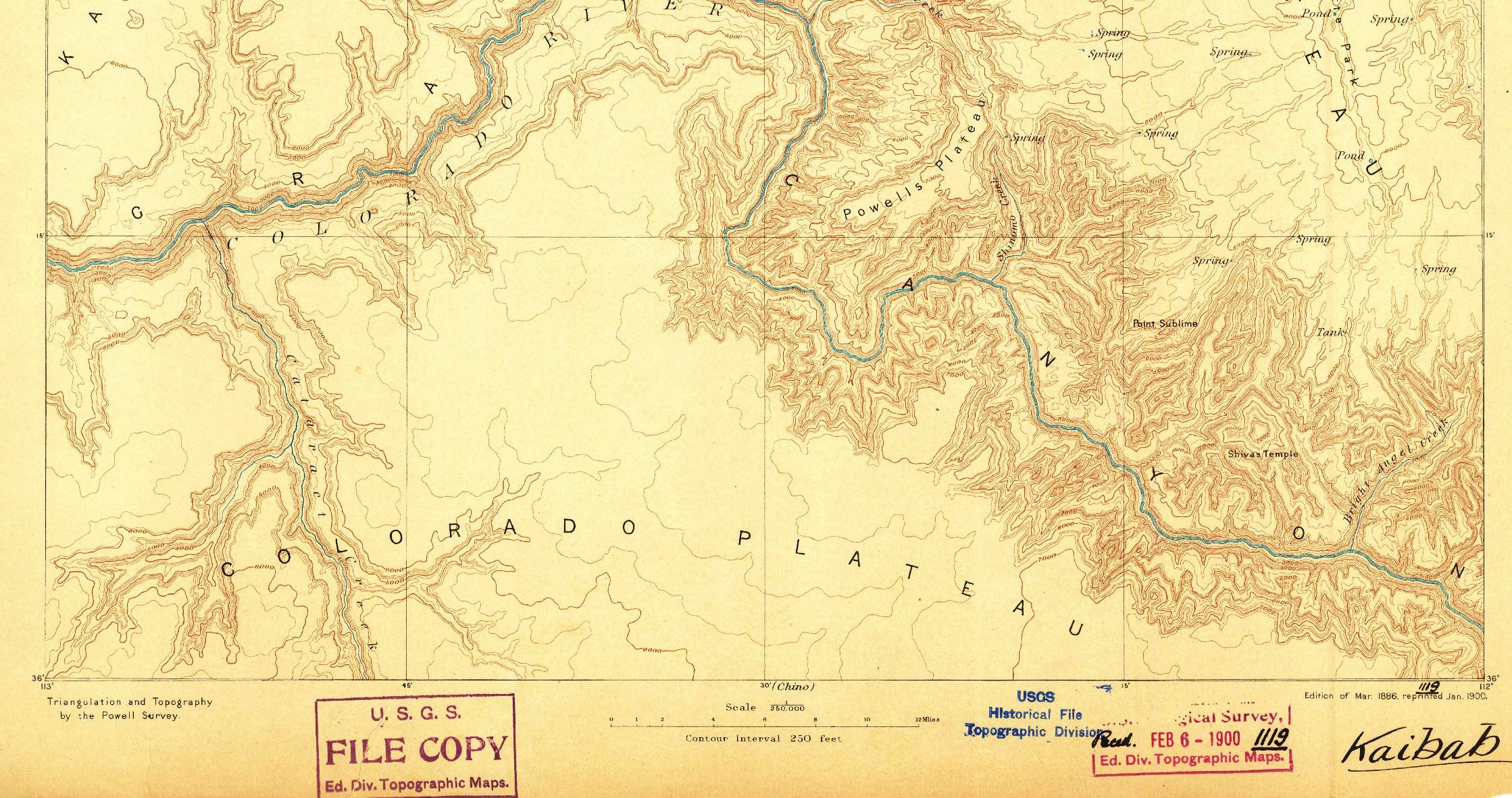 Image of topographic map of the Grand Canyon.