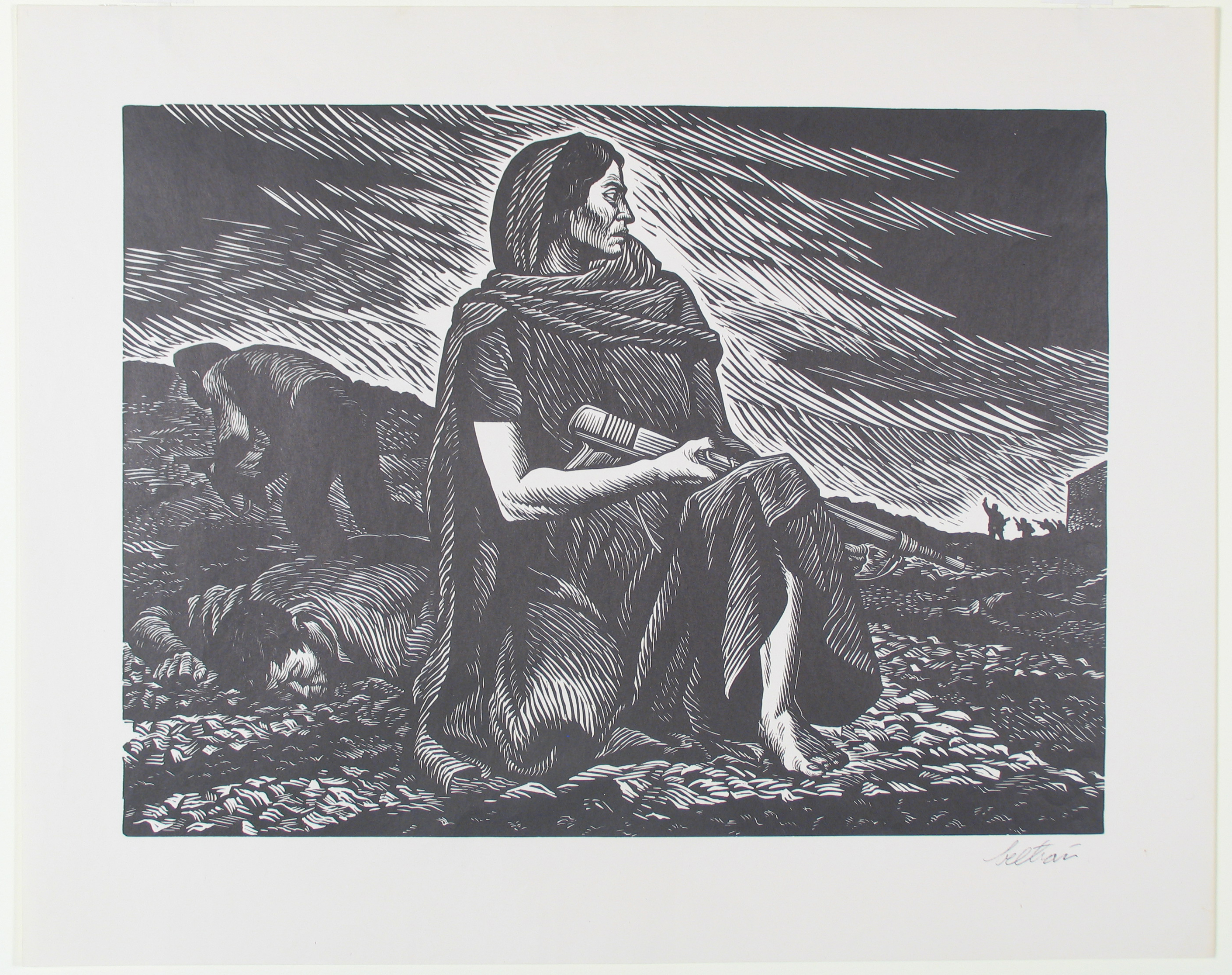 Image Credit: Alberto Beltrán, “Manuela Sanchez, Spanish guerilla–mujeres con la revolución,” c. 1950, linoleum print, 16 x 20 in. Gift of Dr. and Mrs. Jules Heller.