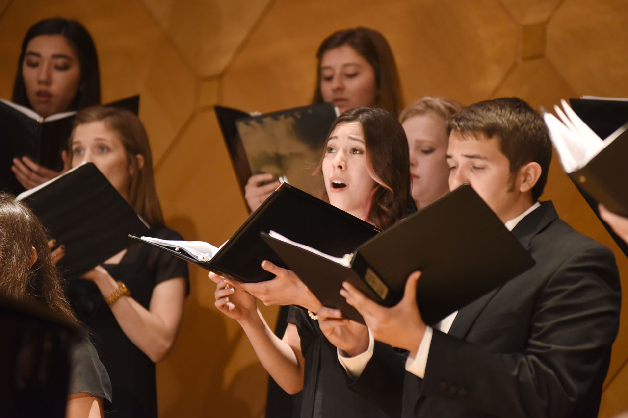 Stock photo of choir concert in Katzin Concert Hall (2018)