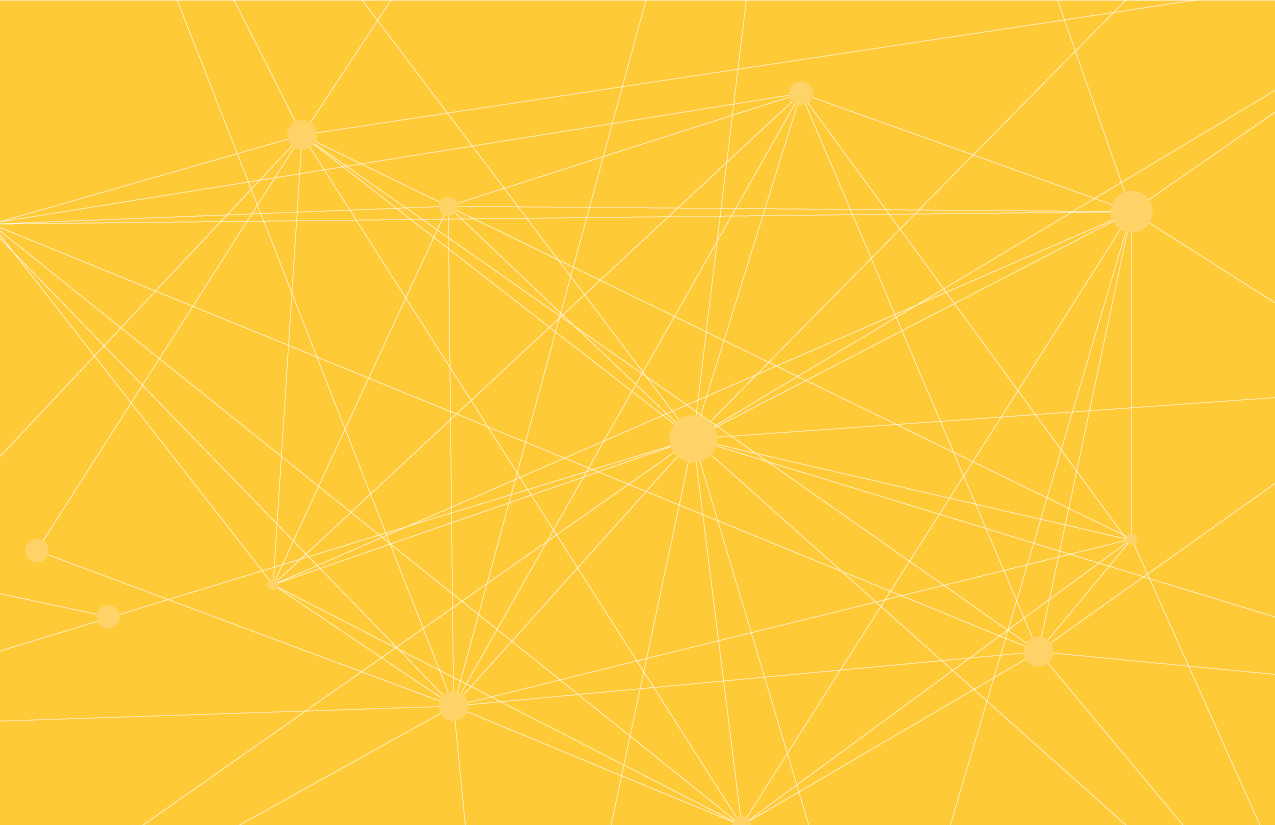 Yellow graphic with white lines signifying social network connections 
