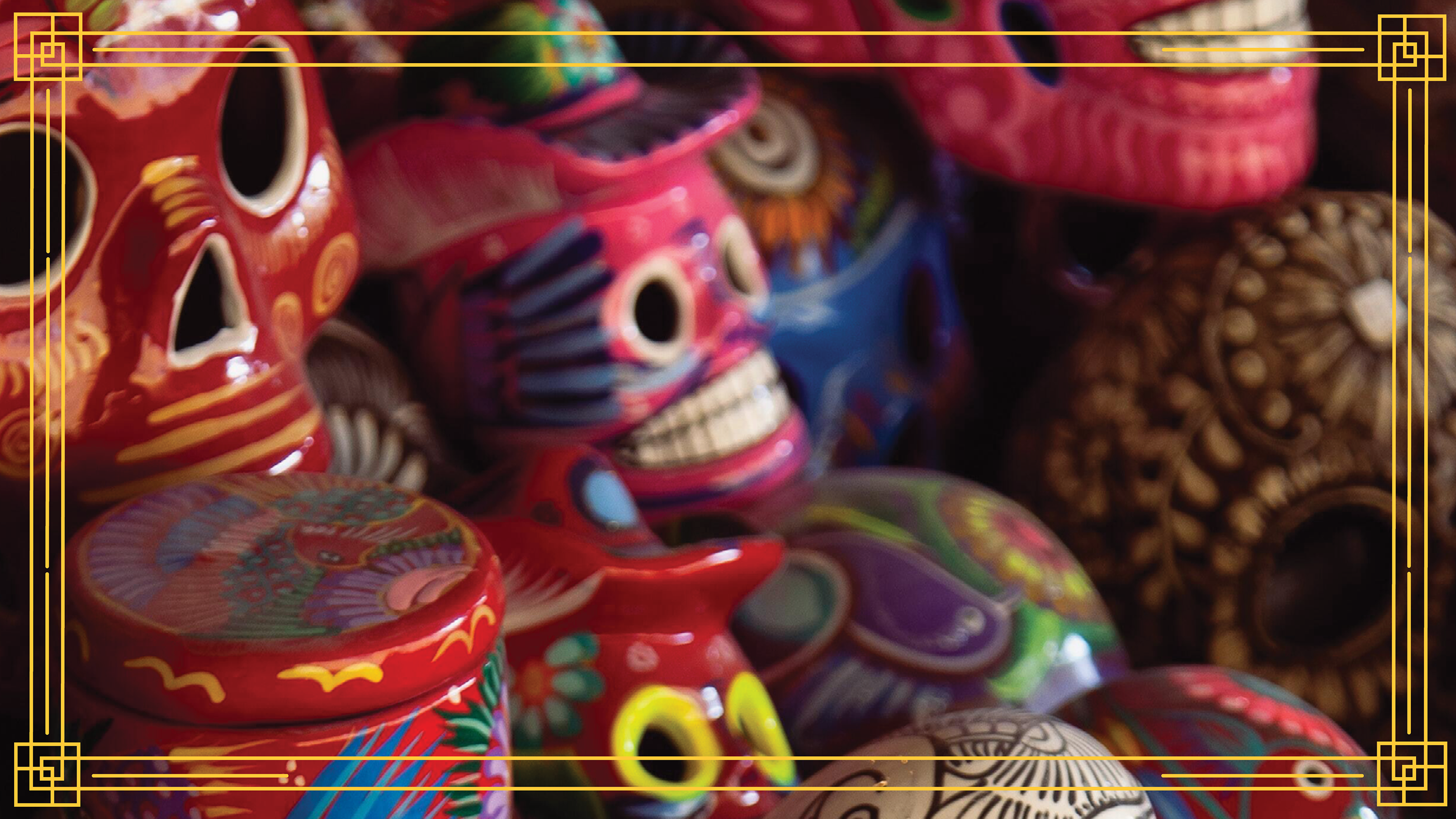 colorfully decorated sugar skulls