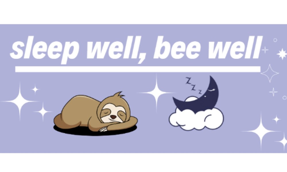 drawing of sloth with title sleep well, be well