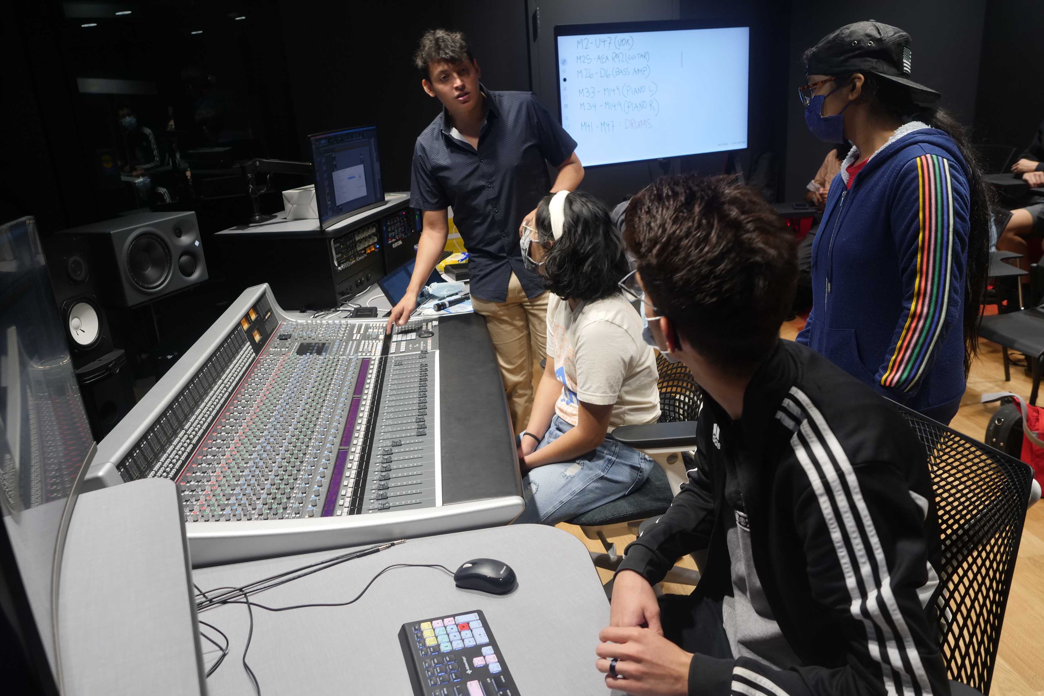 students at recording studio